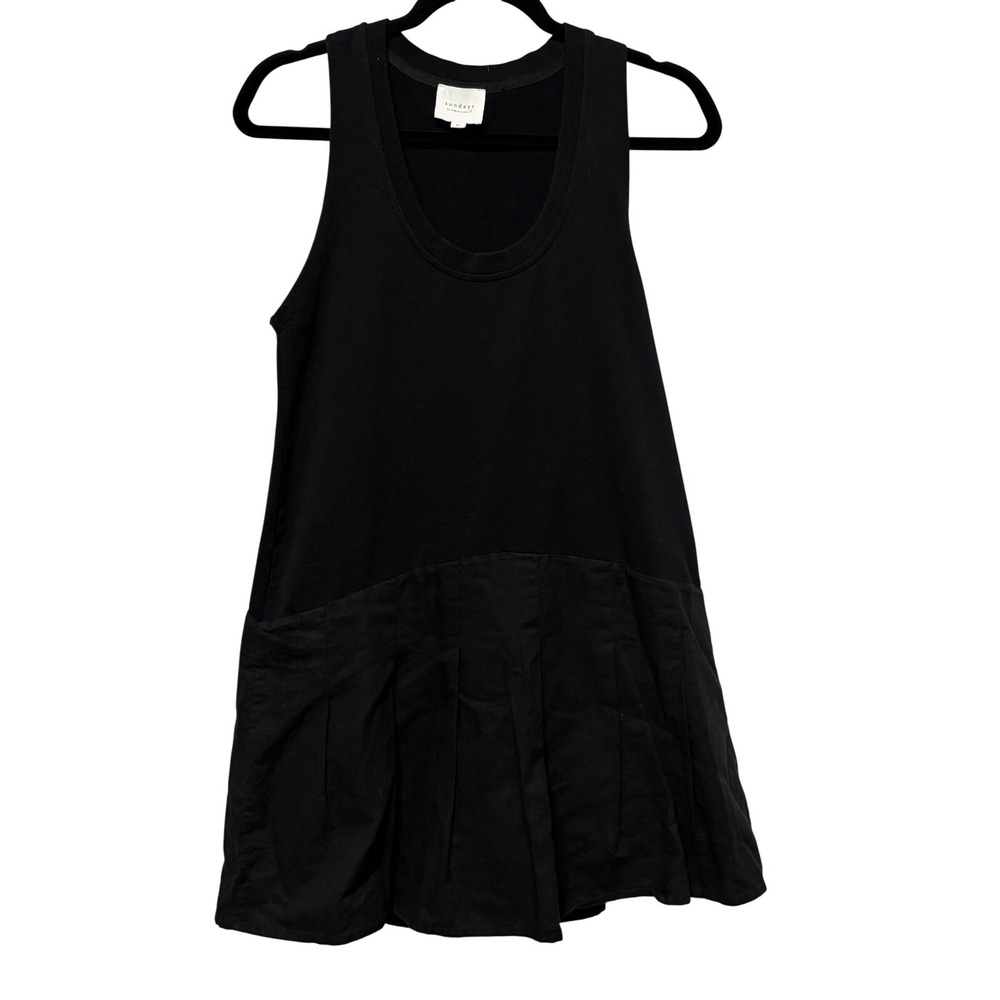 Sundays by Wearerundays Black Mixed Media‎ Pleated Mini Tank Dress Mens Size M